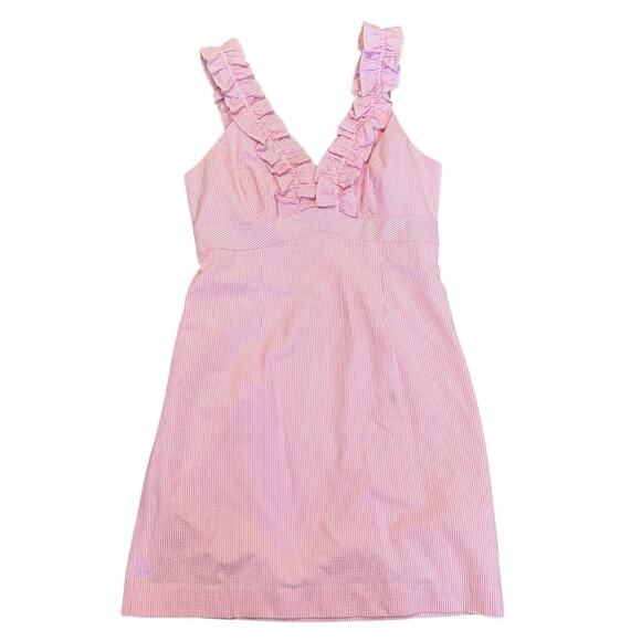 Lilly Pulitzer Phoebe Pink Stripe Ruffle Dress Size 10 REPOSH - Picture 7 of 12